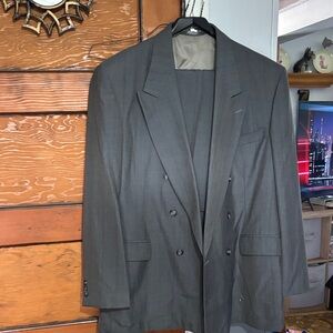 Haggar Dark Gray Double-Breasted Suit